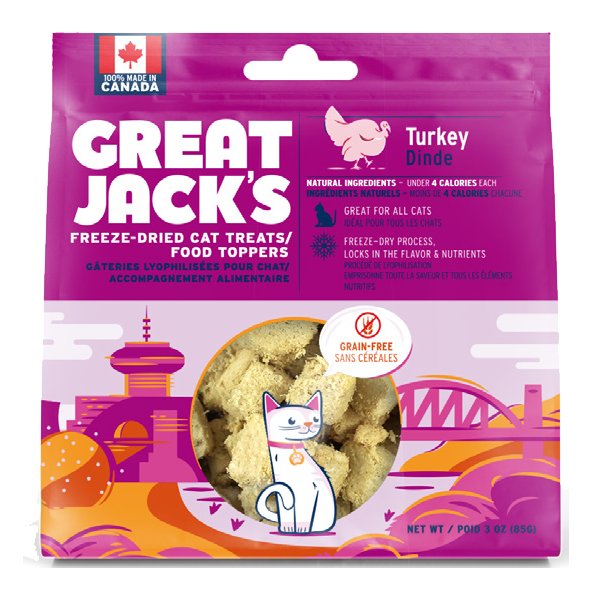 Great Jack's Turkey Freeze-Dried Cat Treats/Topper Turkey 85g - The Raw Connoisseurs