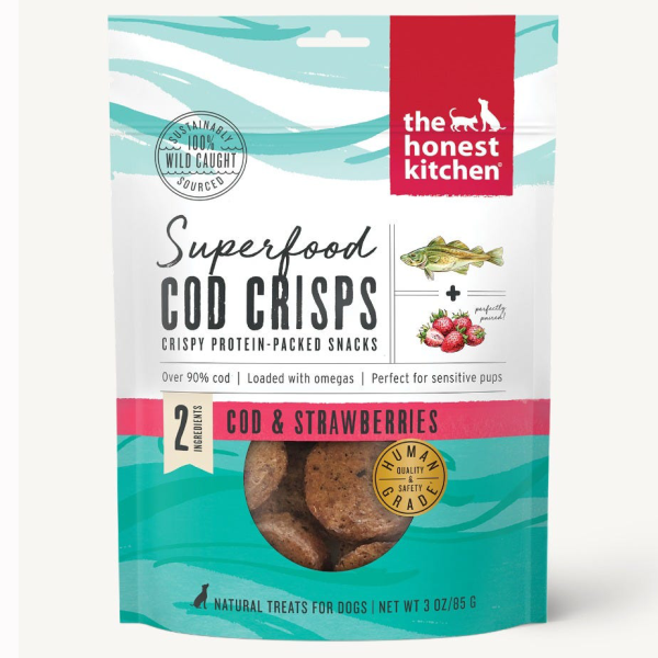 Honest Kitchen Dog Superfood Cod Crisps w/ Strawberry 3 oz