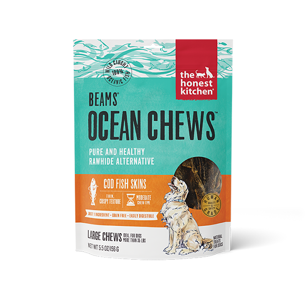 Honest Kitchen Dog Beams Ocean Chews Cod Fish Skins LG 5.5 oz