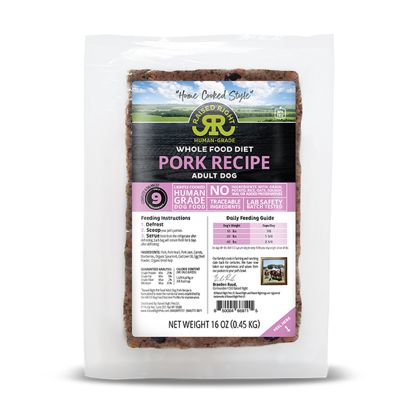Raised Right Home Cooked Style - Pork Adult Dog Recipe 1lb
