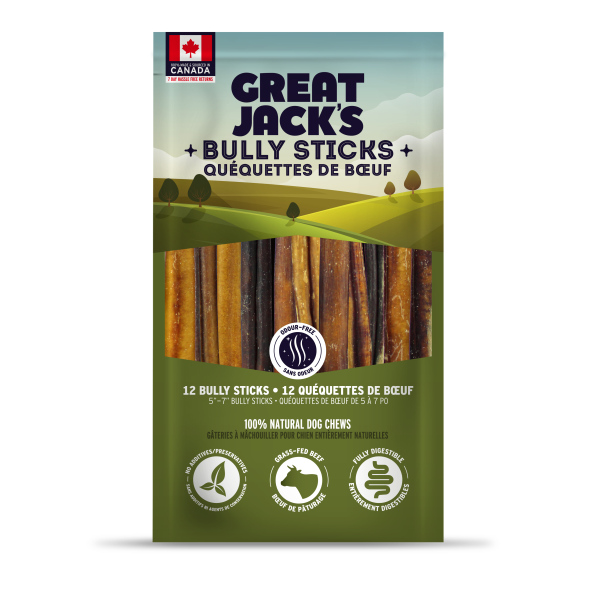 Great Jack's Dog Canadian Bully Sticks 5"- 7" 12 pk