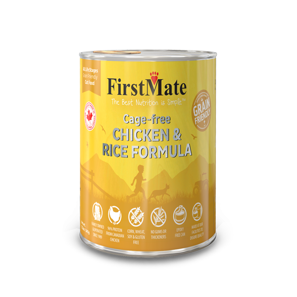 FirstMate Dog Grain Friendly Cage-free Chicken & Rice formula 12.2 oz can