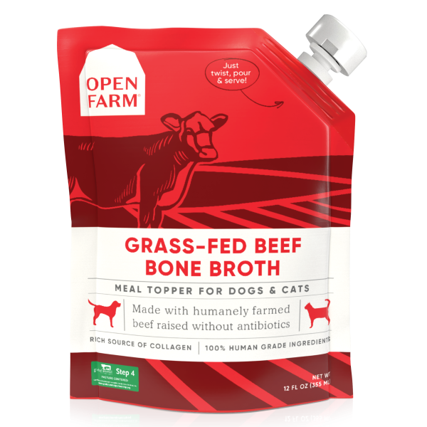 Open Farm Dog/Cat Bone Broth Topper Grass-Fed Beef 12 oz